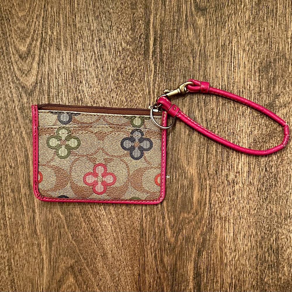 Coach Patterned Wristlet Card Holder